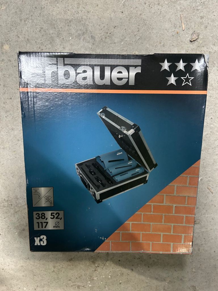 Erbauer Diamond Core Drill Kit – 3 Cores (Brand New, Boxed)