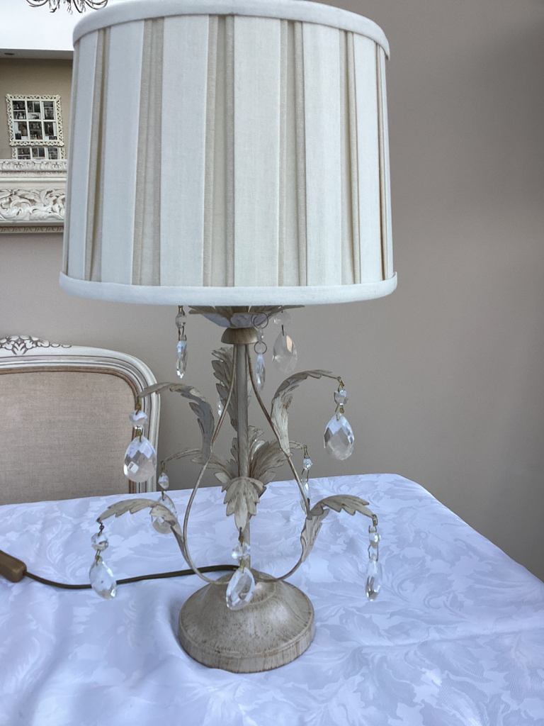John Lewis Cream Ornate Leaf and Crystal Table Lamp