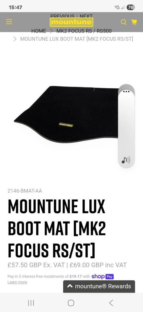 Mountune boot mat