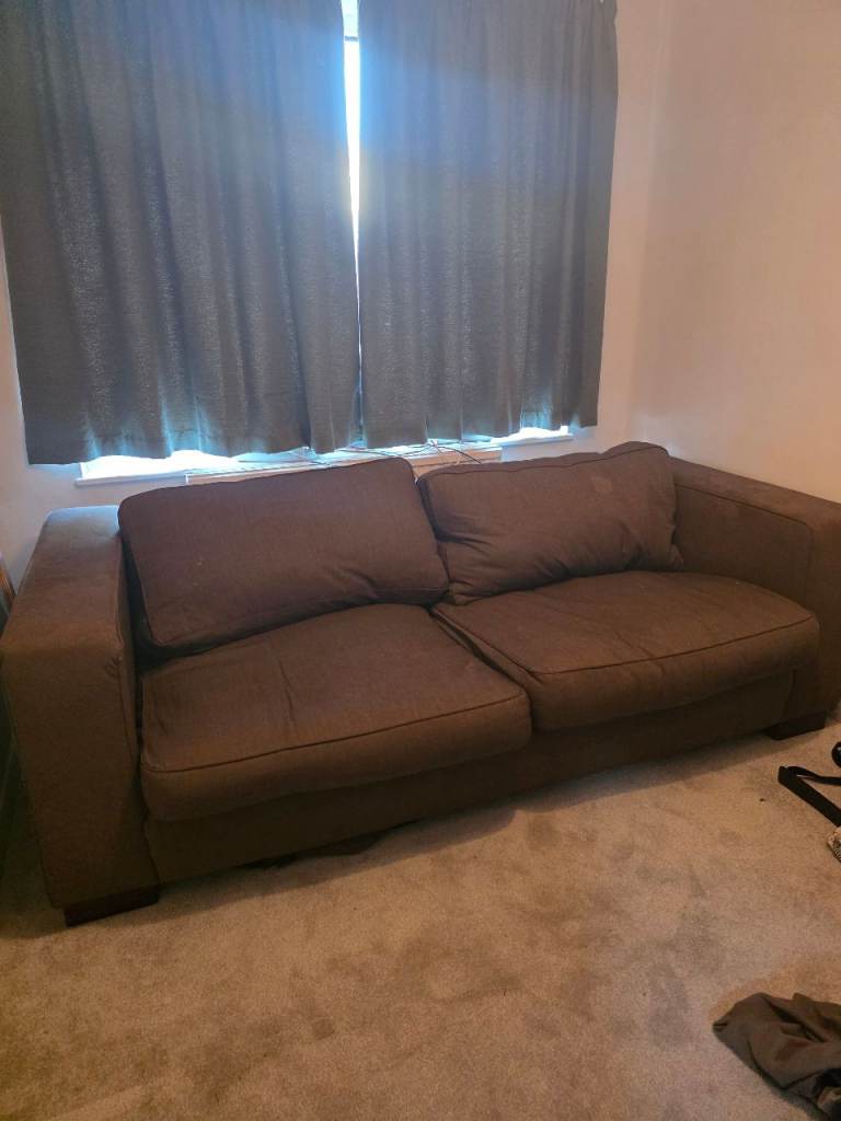 Brown 2-Seater Sofa end are essily removed for easy transporting 