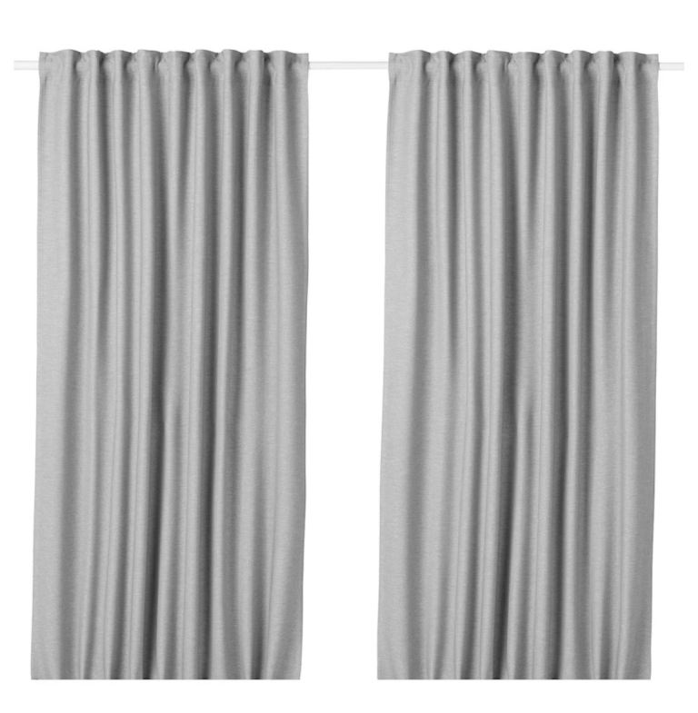Ikea Vilborg Curtains, Grey, Pinstripe - 145cm x 250cm