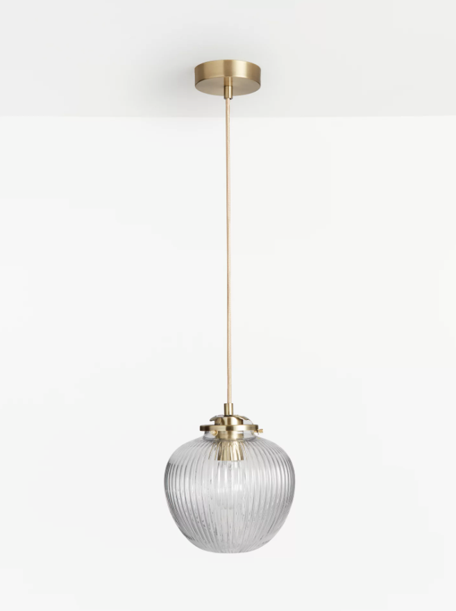 Glass ceiling light, brass, from John Lewis