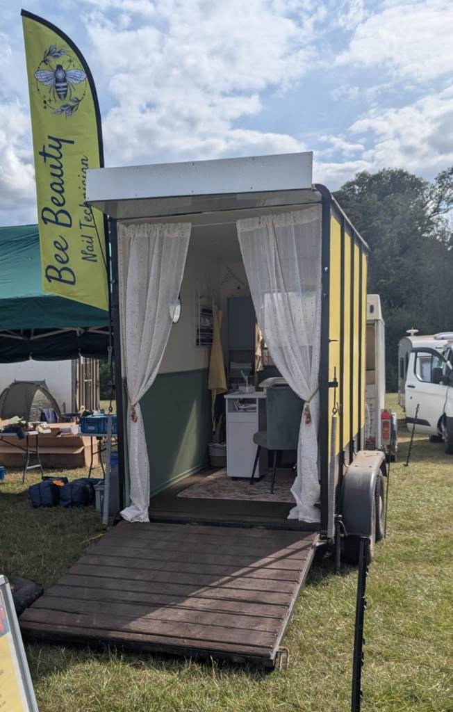 Converted Horse Trailer currently operating as a stylish mobile nail salon