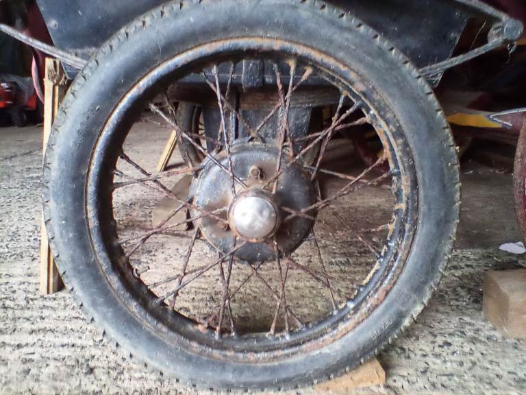 Vintage 36 spoke old car wheels and axle