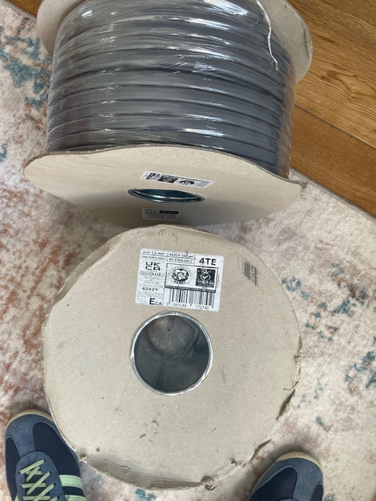 Large Reel of Grey Electric Cable – Brand New