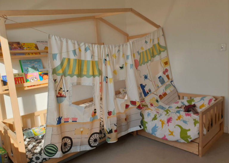 Wooden children bed L shape
