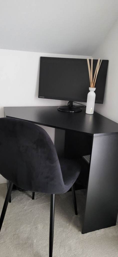 Black Wooden Corner Desk (chair included) 