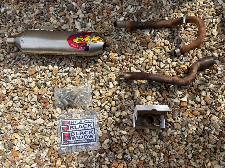 FMF F4.1 end can with Black Widow down pipes.  Honda CRF300l.