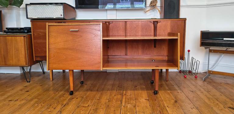Mid Century vintage teak record cabinet stand