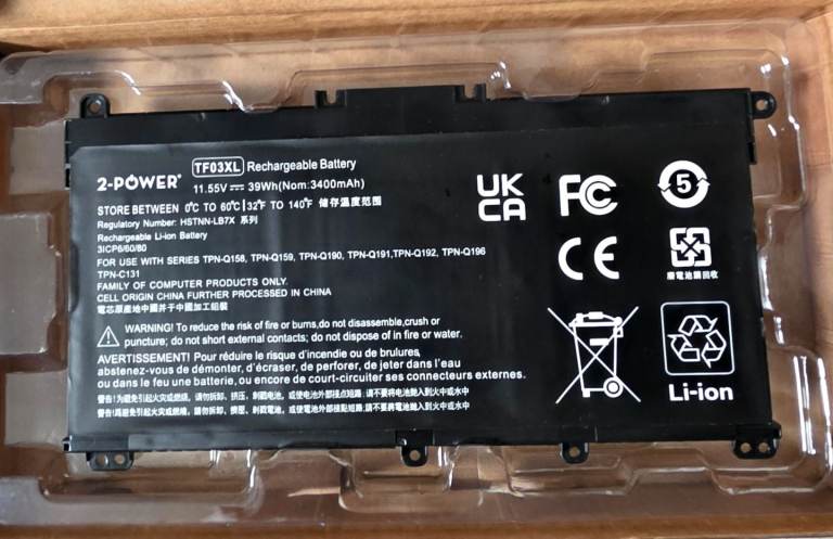 2-Power TF03XL Battery for HP Pavilion - Brand New