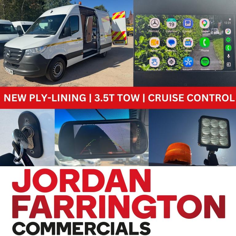 2022 72 Reg MERCEDES SPRINTER 317 RWD UTILITY VAN 3.5T TOWING FRESHLY PLY LINED 