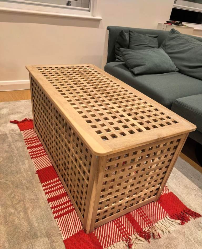 IKEA HOL Storage Home Living Room Corner Table Solid Acacia Wood Brown 98x50cm