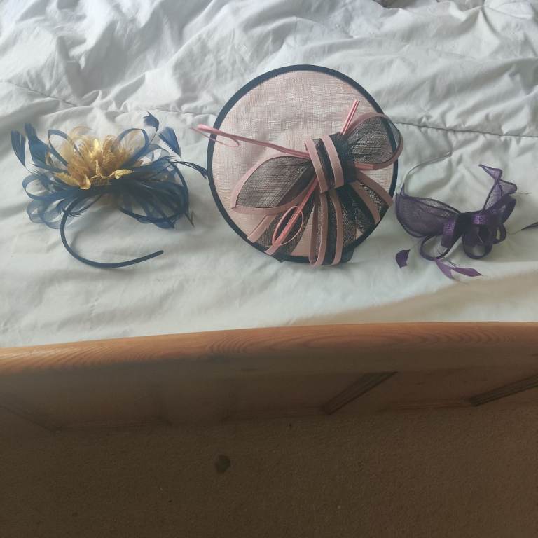 3 Fascinators blue,pink,purple