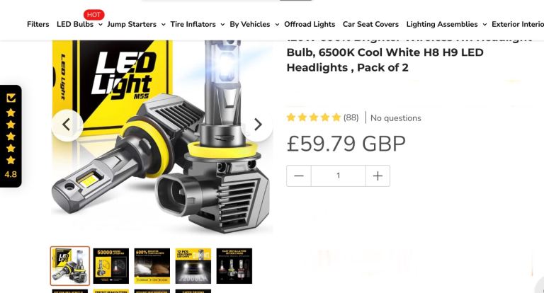 Auxito H11 and HB3 Led dipped headlight bulbs 6500k white 22000LM NOW SOLD ! 