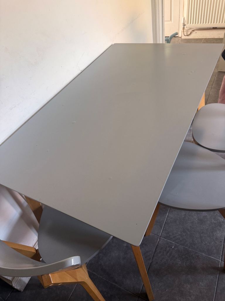 Dining Table and Chairs Set - Grey, Fair Condition