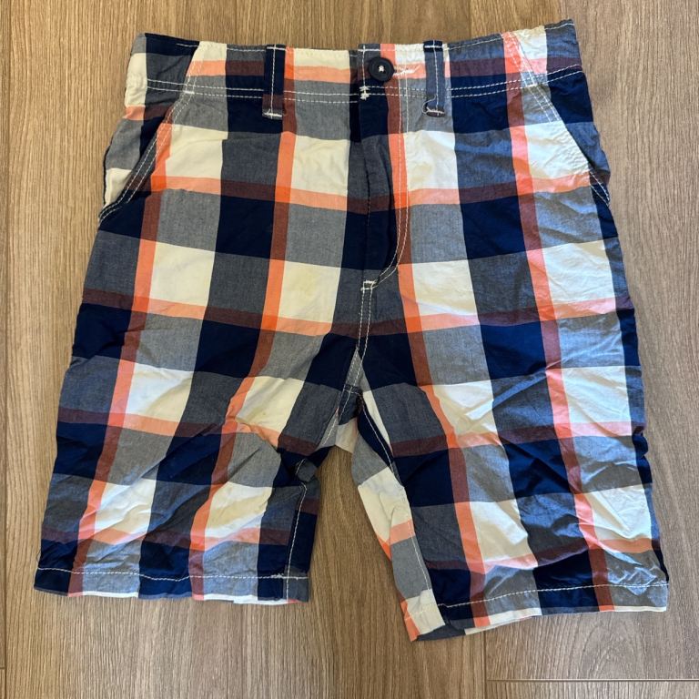 Boys H&M Blue, orange, and white plaid shorts - UK 7/8 yrs