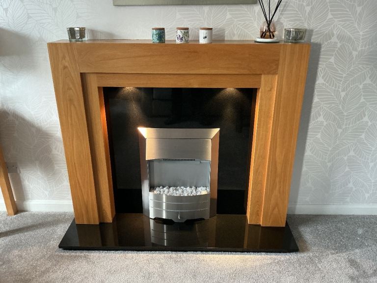 Modern Wooden Fireplace Surround with Electric Fire