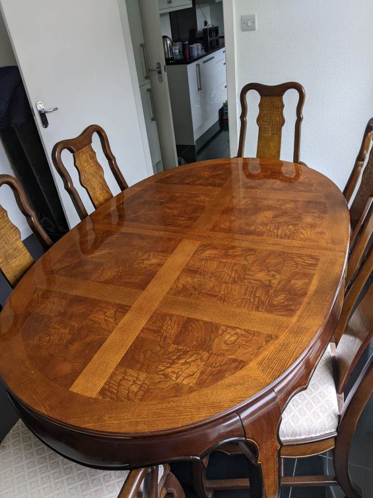 Dining room table with six chairs