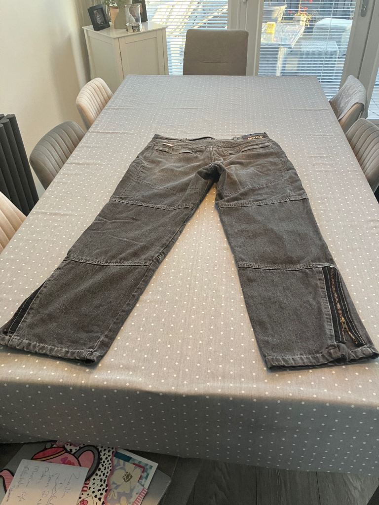 Red route kevlar motorcycle jeans