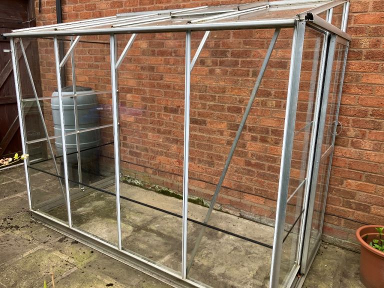 LEAN-TO ALUMINIUM GREENHOUSE 8x4 ft