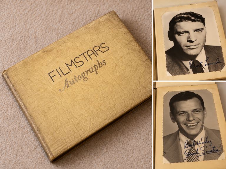 Vintage Film Stars Autograph Album 10 Signed Photos Frank Sinatra Etc Hollywood