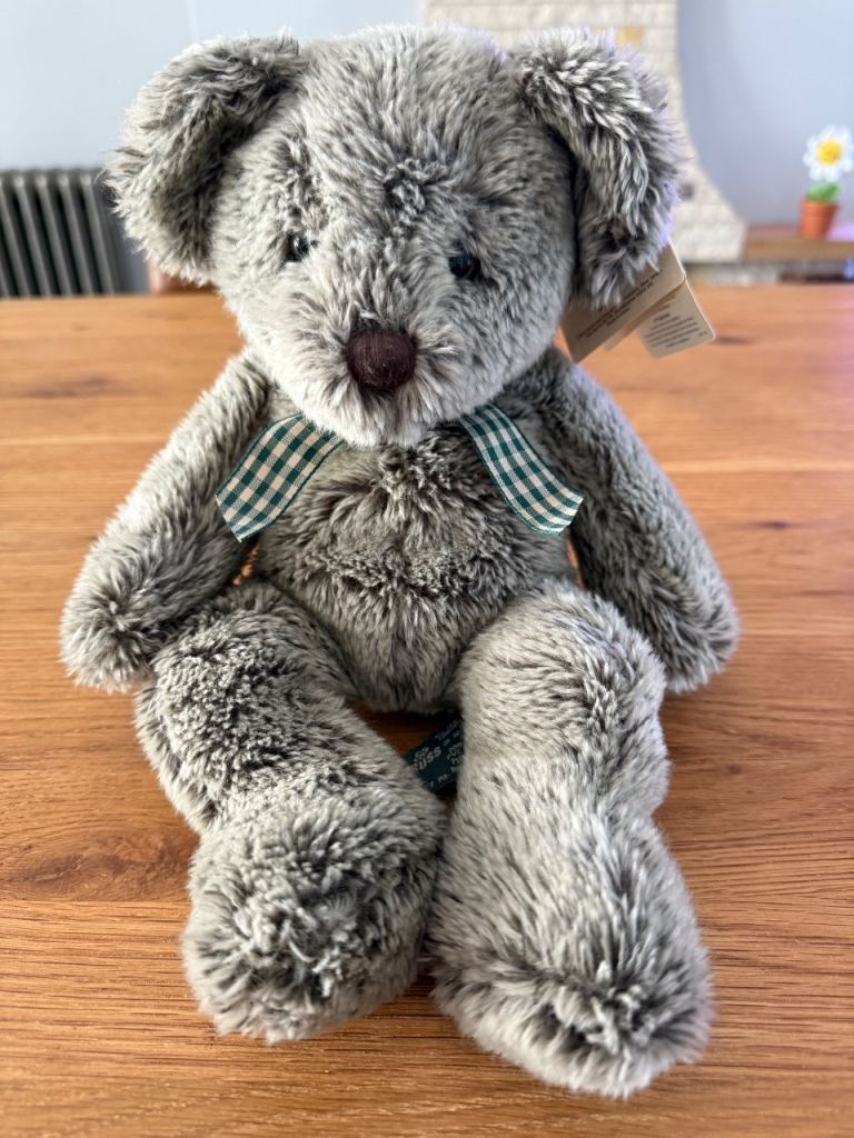 Collectors Grey/Green Teddy Bear ‘Ashley’ by Russ Bears of the Past Series Tagged Vintage