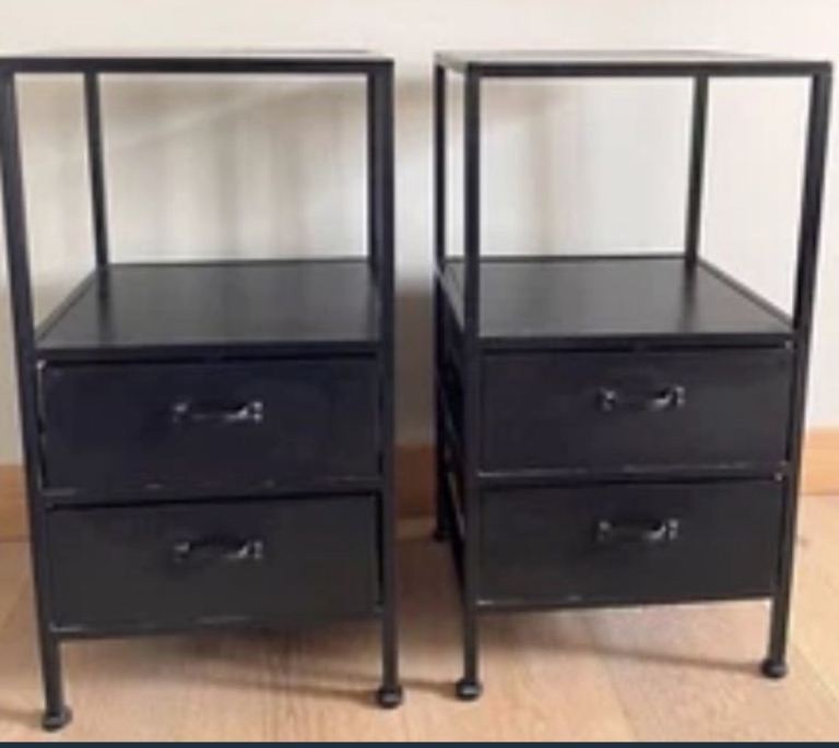 2 x Cox & Cox Industrial Style Bedside Tables