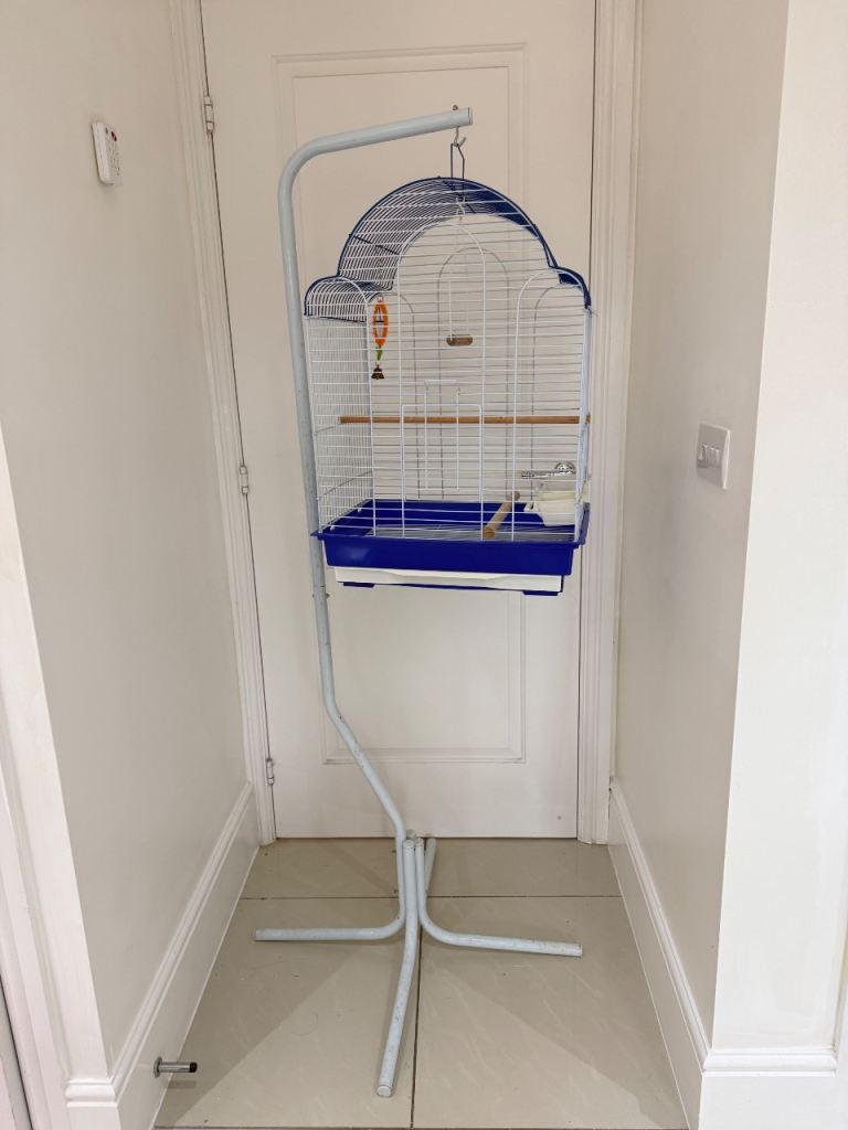 BARGAIN. SMALL BIRD CAGE WITH MATCHING STAND 