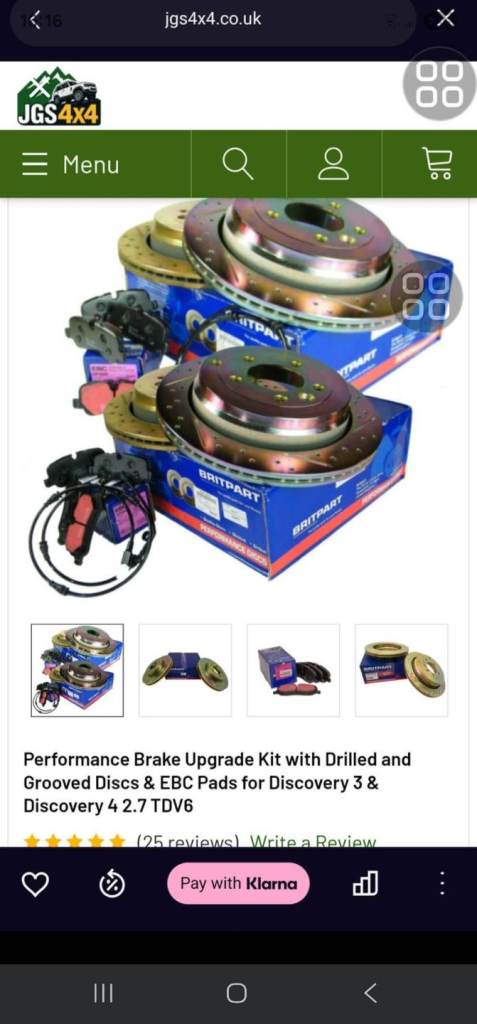 Performance brake upgrade kit with drilled grooved discs & EBC pads for discovery 3 & 4 £250