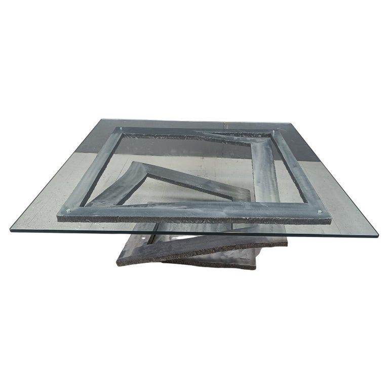 Roche Bobois glass and steel coffee table