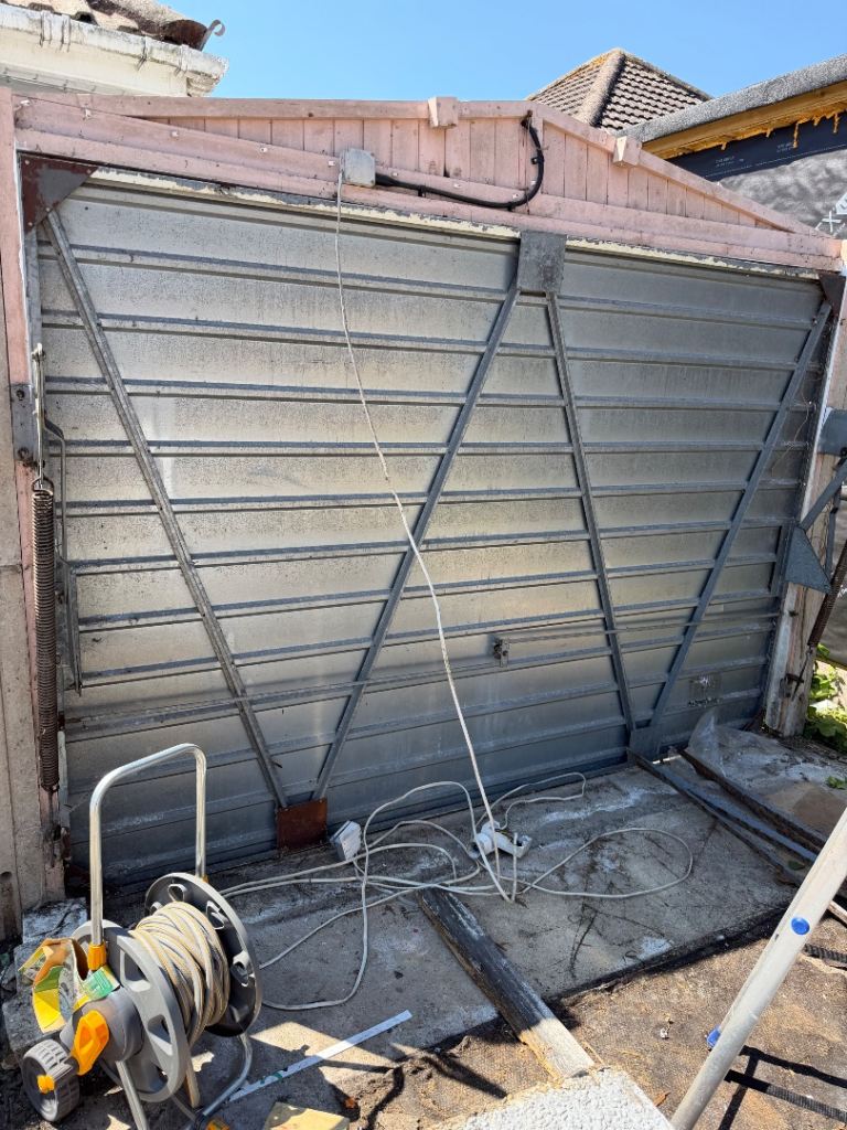 White Metal Garage Door - Fair Condition