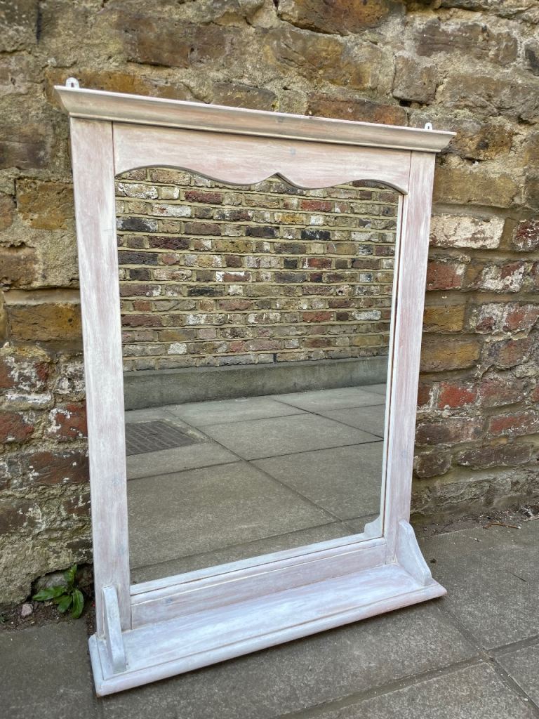 Shabby chic vintage solid wood mirror with shelf