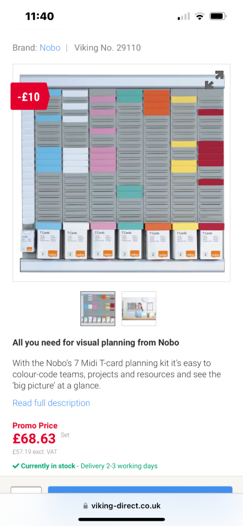 nobo T cards board with cards 