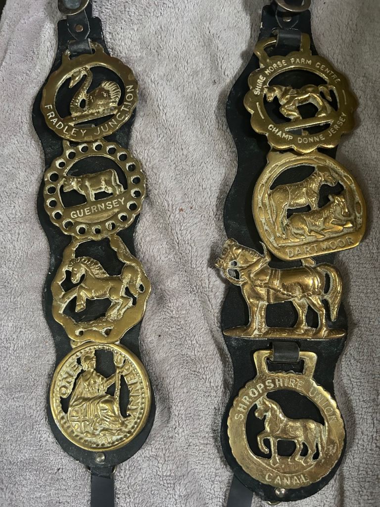 Vintage Horse Brasses on leather straps