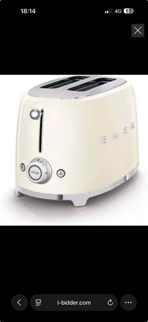 Smeg 2-Slice Toaster Cream TSF01CRUK Retro 50s Style Kitchen Appliance - Excellent