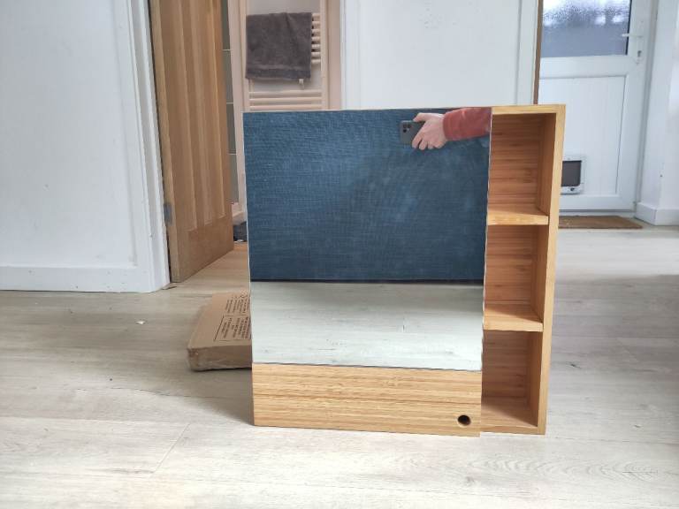 Wooden Bathroom Cabinet with Mirror – As Good As New
