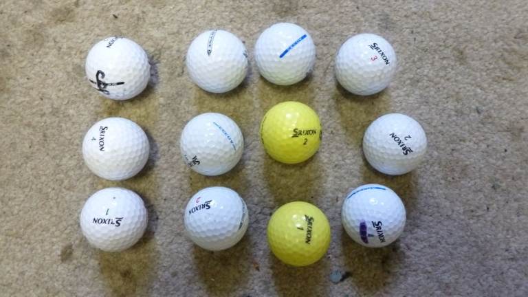 SRIXON USED GOLF BALLS, VARIOUS TYPES, PRICE IS FOR A DOZEN, THANKS A LOT, COLLECTION B79 7US