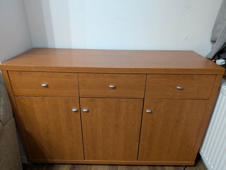 Cabinet, Ikea oak colour with 3 drawers & doors, large storage 
