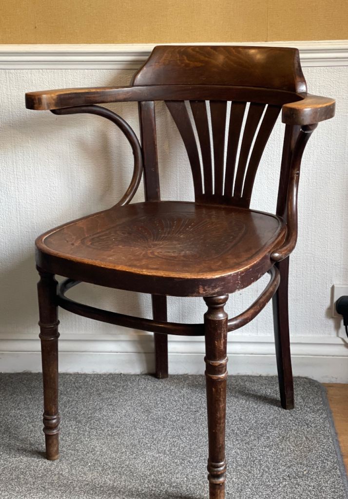 Beautiful antique bentwood carver desk single chair