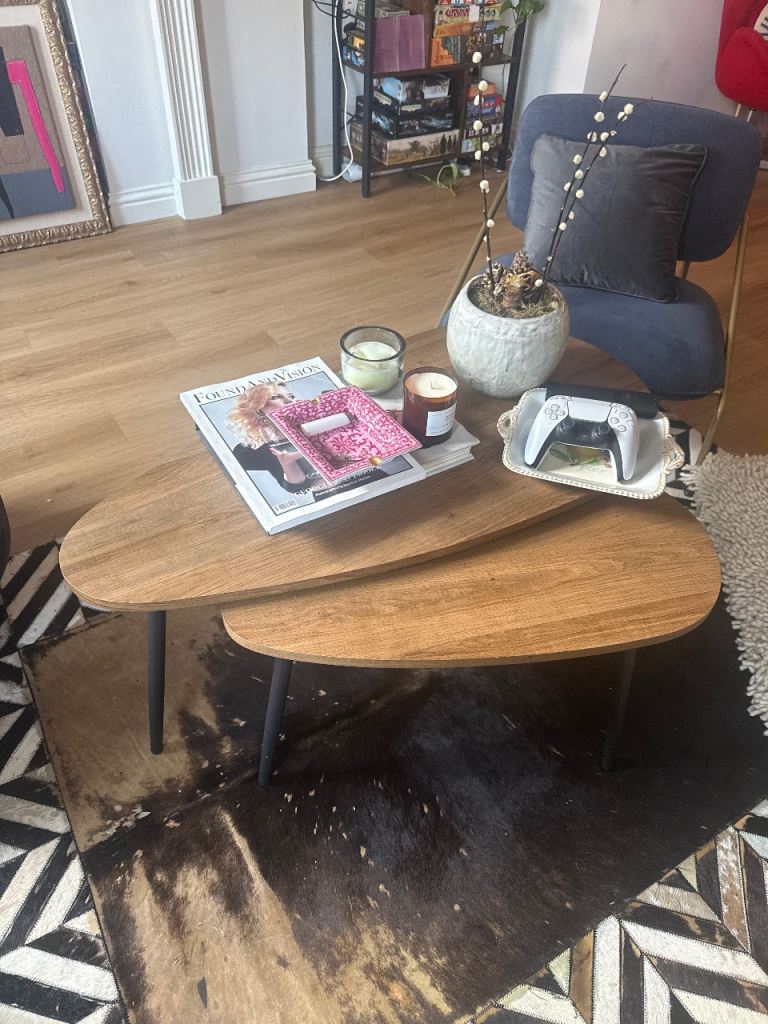 two wooden coffee table