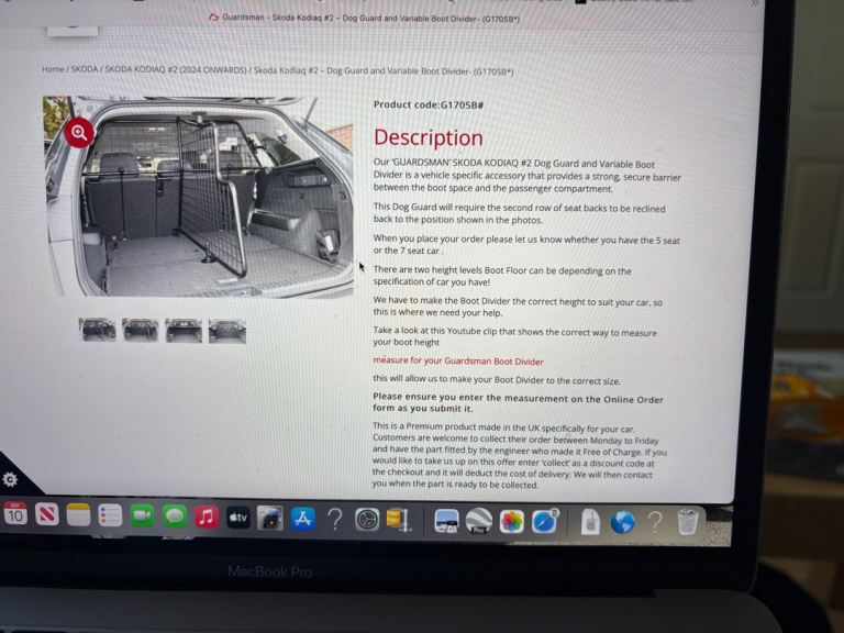 Guardsman dog guard and divider for Skoda Kodiaq 7 seater