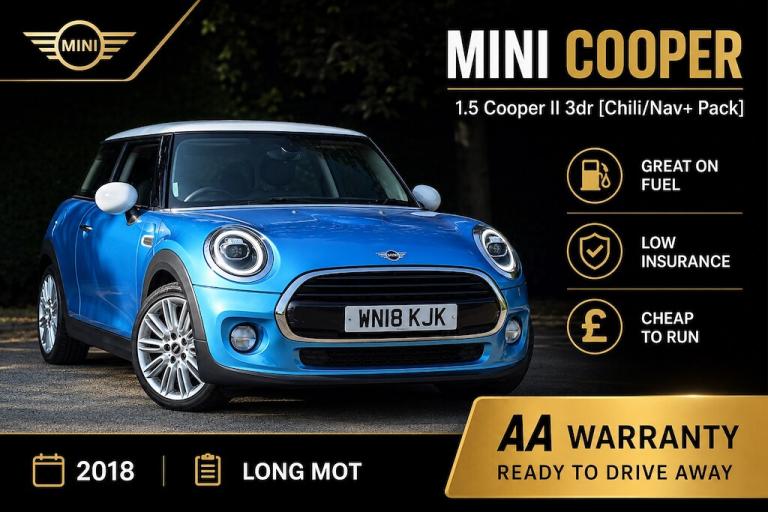 2018 MINI Cooper 1.5 Cooper II 3dr [Chili/Nav+ Pack] Hatchback Petrol Manual