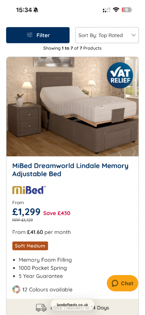 MiBed adjustable single bed (hospital bed style) 
