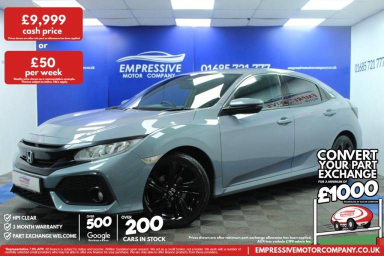 2018 68 HONDA CIVIC 1.0 VTEC TURBO SR HATCHBACK 5DR PETROL MANUAL EURO 6 (S/S) (