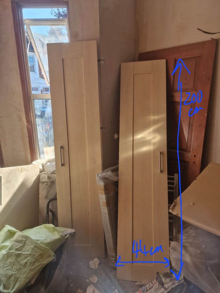 image for 2 wardrobe doors. White stained oak colour 