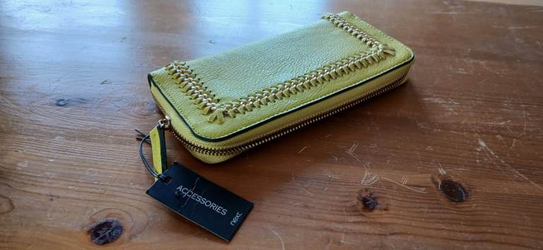 Next Accessories Yellow Wallet with Gold Chain Detail – Brand New with Tags