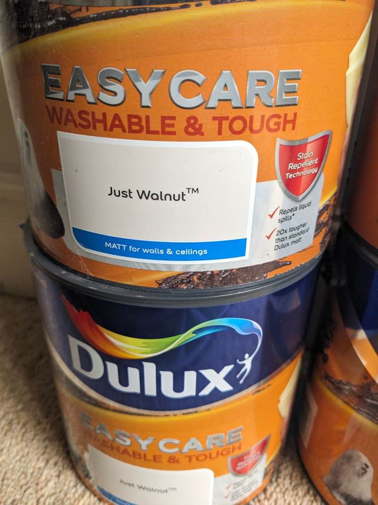 4 Tins Matt Dulux Easycare Paint - Just Walnut