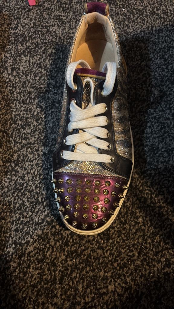 Christian Louboutin Spiked Trainers – Purple and Silver, Good Condition