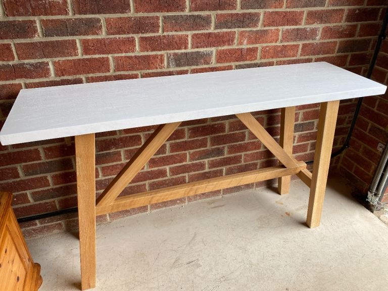Oak Console Table with White Top