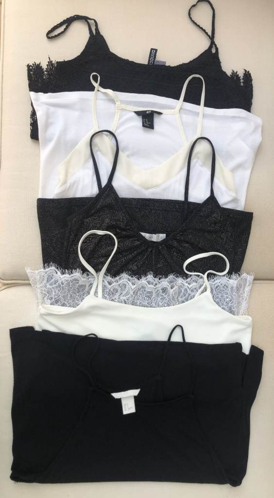 Job lot (5) strappy tops - UK 6 -10 sizes - for car boot? VGC